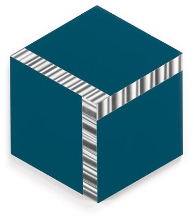 GETULIO ALVIANI N. 1939 CUBO VIRTUALE SU BLU signed, titled and dated...