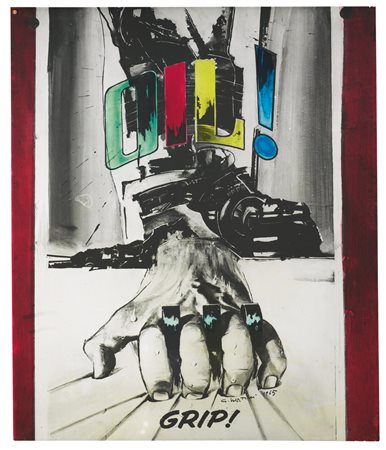 GIANNI BERTINI N. 1922 GRIP signed and dated 1965, enamel on metal firmato e...