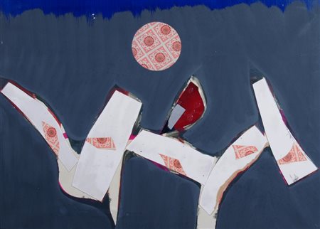 DANGELO SERGIO (Milano 1931) "Racines, lumiere d'argent" Olio su rela cm. H:...