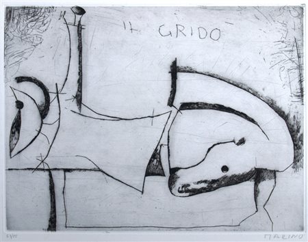 MARINI MARINO (Pistoia 1901 - Viareggio 1980) "Il grido" Puntasecca cm. H:...