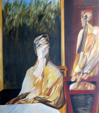 ROSSELLO MARIO (Savona 1927) "Alla finestra" 1965 Olio su tela cm. H: 120.00...