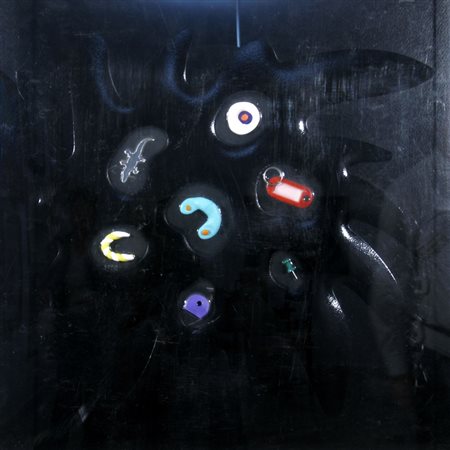 NUCARA RENZO (Crema 1955) "BANG 10-37" Resine, oggetti, colore serigrafico,...