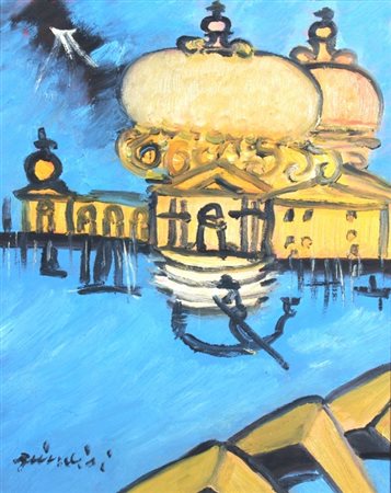 BRINDISI REMO (Roma 1918 - Lido di Spina 1996) "Venezia" anni '80/'90 Olio su...