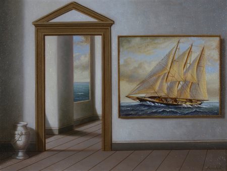 NUNZIANTE ANTONIO (Napoli 1956) "Il viaggio" 2014 Olio su tela cm. H: 30.00...