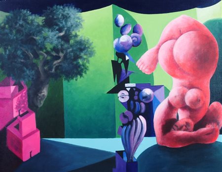 PIGNATELLI ERCOLE (Lecce 1935) "Solarium" 2004 Olio su tela cm. H: 70.00 L:...