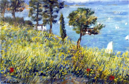 CASCELLA MICHELE (Ortona 1892 - Milano 1989) "Portofino" Olio su tela cm. H:...