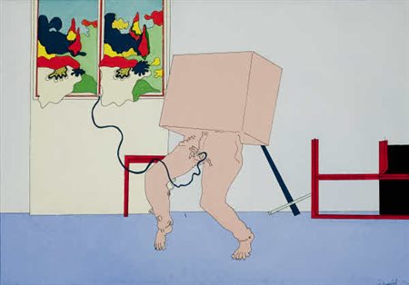 Stefano Benedetti - Elettroshock - 1974 olio su tela cm. 70x100. Sul retro...