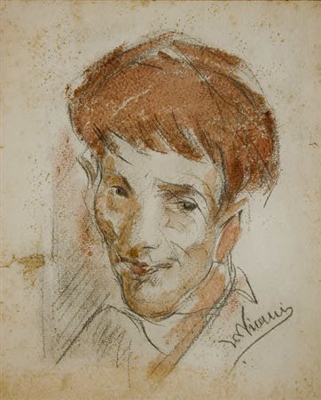Lorenzo Viani - Ritratto - 1927 c.a. tempera e matita su carta cm. 34,5x27,5....