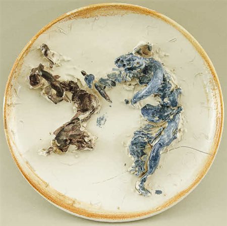Luigi Broggini - Ninfa e Fauno – 1947 ceramica policroma cm. 36 diam. Opera...