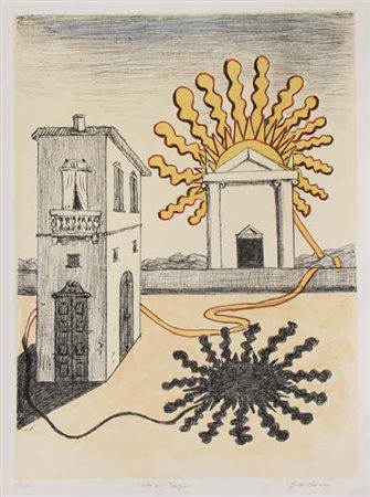 Giorgio DE CHIRICO Volos 1888 - Roma 1978 Sole sul tempio, 1969 Litografia a...