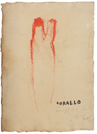 Piero PIZZI CANNELLA Rocca di Papa 1955 Corallo Tecnica mista su carta cm 41...