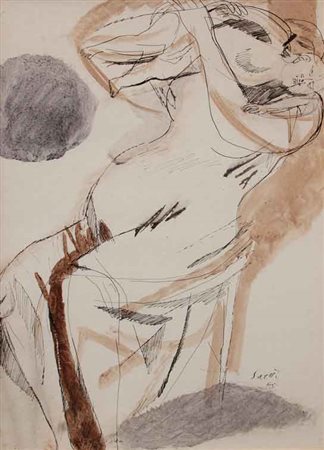 Bruno SAETTI Bologna 1902 - Bologna 1984 Maternità, 1965 Tecnica mista su...