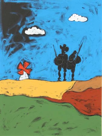 Tano FESTA Roma 1938 - Roma 1988 Don Chisciotte, 1985 Acrilico su tela cm 80...