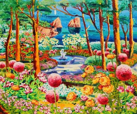 Athos FACCINCANI Peschiera del Garda (Vr) 1951 Tra i fiori i faraglioni a...