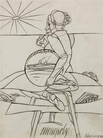 Valerio ADAMI Bologna 1935 Monopoly, 1996 Matita su carta cm 48 X 36 Titolo,...