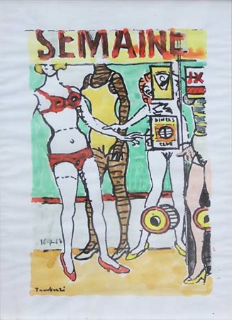 Orfeo TAMBURI Jesi 1910 - Parigi 1994 Semaine, 1968 Tecnica mista su carta cm...