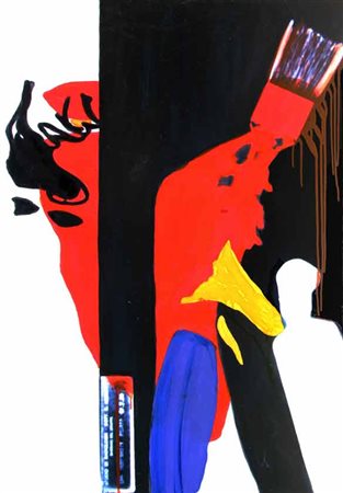 Renato MENEGHETTI Vicenza 1947 Autoritratto con pennello rosso, 1988 Alcool...