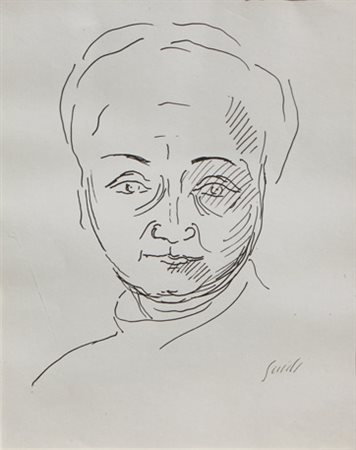 Virgilio GUIDI Roma 1891 - Venezia 1984 Viso di donna China su carta cm 18 X...