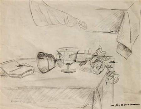 Marcello DUDOVICH Trieste 1878 - Milano 1962 Natura morta Matita su carta cm...