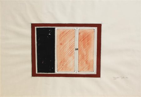 Tano FESTA Roma 1938 - Roma 1988 Armadio cieco, 1962 Tecnica mista su carta...