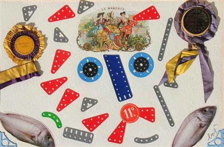 Enrico BAJ Milano 1924 - Vergiate 2003 Il duca di Curlandia, 1986 Collage su...