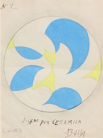 Giacomo BALLA Torino 1871 - Roma 1958 Disegno per ceramica, 1916 Tempera su...