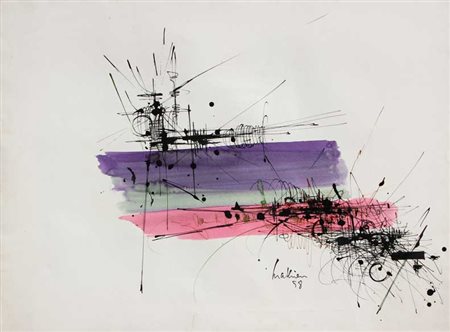 Georges MATHIEU Boulogne sur Mer 1921 Senza titolo, 1958 Olio e tecnica mista...