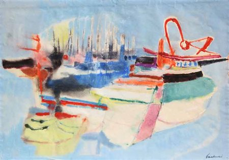 Enrico PAULUCCI Genova 1901 - Torino 1999 Marina Acquarello su carta cm 33 X...