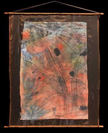 Yasuo SUMI 1925 Net-work, 1980 Tecnica mista su rete cm 90 X 62 Autentica...