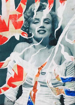 Mimmo ROTELLA Catanzaro 1918 - Milano 2006 Marilyn Decollage su cartone cm 70...