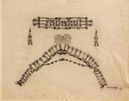 Giuseppe CAPOGROSSI Roma 1900 - Roma 1972 Disegno per gioielli, 1952 Tecnica...