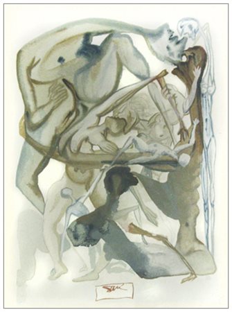 SALVADOR DALI’ Figueres (Spagna) 1904 – 1989 Nel Limbo oscuro – Inferno Tav....