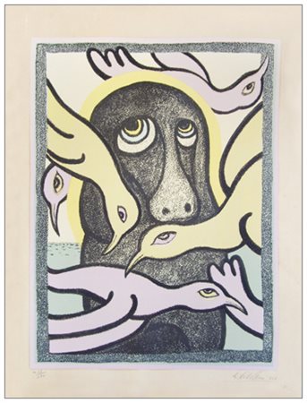 GIUSEPPE VIVIANI Agnano Pisano 1898 – Pisa 1965 Cane e uccelli 1961...