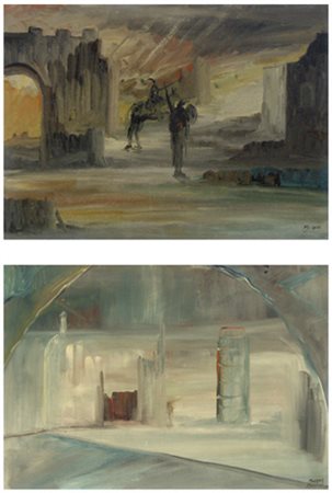 MORENO MORELLI Lotto composto da 2 opere: - Senza titolo Olio su tela 50 x...