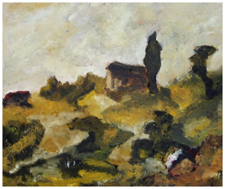 PAOLO LAPI Pisa 1935 Paesaggio toscano Olio su tavola 50 x 60. Firma in b. a...