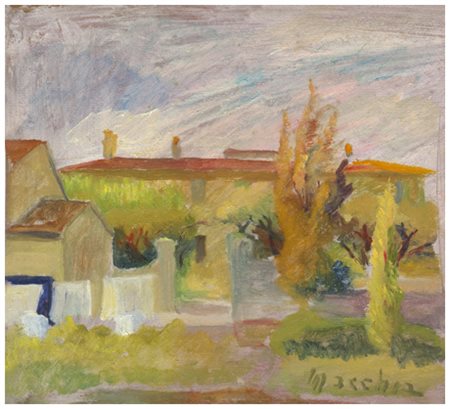 SANTI MACCHIA Pisa 1884 – 1964 San Biagio Olio su cartone 25 x 28. Firma in...