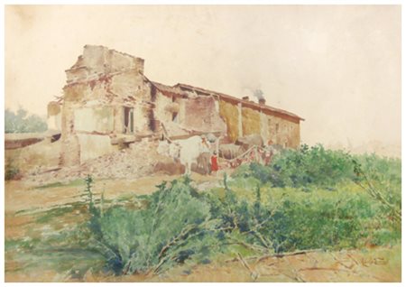 ADOLFO TOMMASI Livorno 1851 – Firenze 1933 Senza titolo Tecnica mista su...