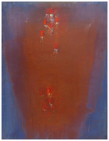 MARIO MADIAI Livorno 1944 Rose 2012 Olio su tela 130 x 100. Firma in b. a d.,...