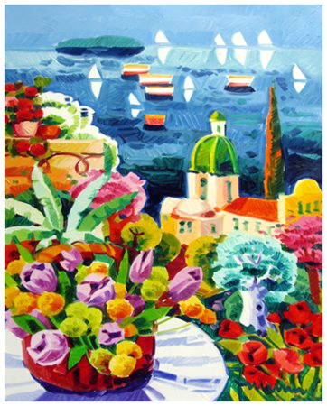 ATHOS FACCINCANI Peschiera del Garda 1951 Romantico cesto di fiori Olio su...