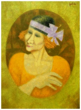 REMO SQUILLANTINI Stia 1920 – Firenze 1996 Il nastro viola Olio su tavola 40...