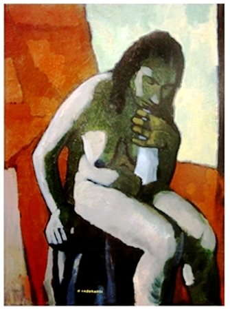 FELICE CASORATI Novara 1963 Nudo seduto 1946 Olio su tavola 60 x 46. Firma in...