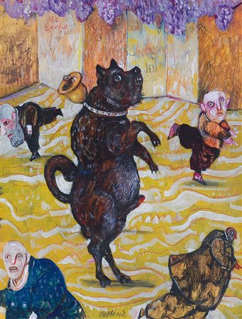 POSSENTI ANTONIO Lucca 11/01/1933Il cane e il sonaglio, 2001olio su tavola...