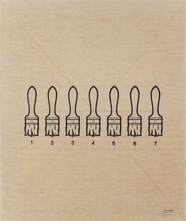 STEFANONI TINO Lecco (Co) 06/07/1937I pennelli, 1974acrilici e matita su tela...