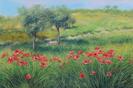 AZZINARI FRANCO S. Demetrio Corona (Cs) 03/03/1949Campo di papaveri, 1985olio...