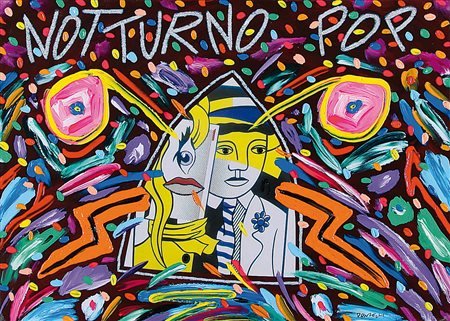 DONZELLI BRUNO Napoli 12/04/1941Notturno popolio, tecnica mista e collage su...