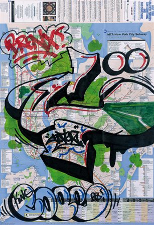 COPE2 New York 1968Senza titolo, 2008tecnica mista su cartina geografica cm....