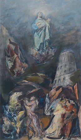 CONSADORI SILVIO Brescia 1909 - Venezia 1994La Torre di Babeletecnica mista...