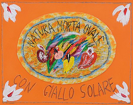 DONZELLI BRUNO Napoli 12/04/1941Natura morta ovale con giallo solare,...