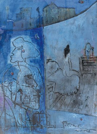 ROGNONI FRANCO Milano 20/09/1913 - Milano 11/03/1999Interno-esterno, 1985olio...