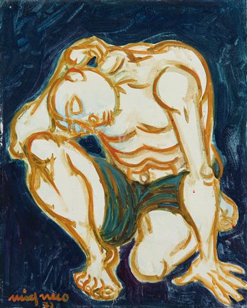 MIGNECO GIUSEPPE Messina 09/02/1908 - Milano 28/02/1997Figura, 1972olio su...
